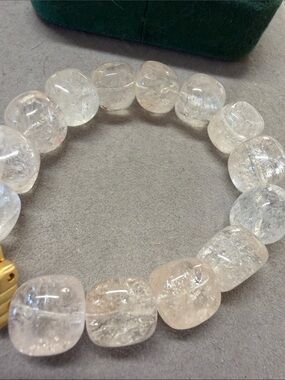 Clear Quartz Beaded Stretch Bracelet - Women Jewelry with rainbow flash